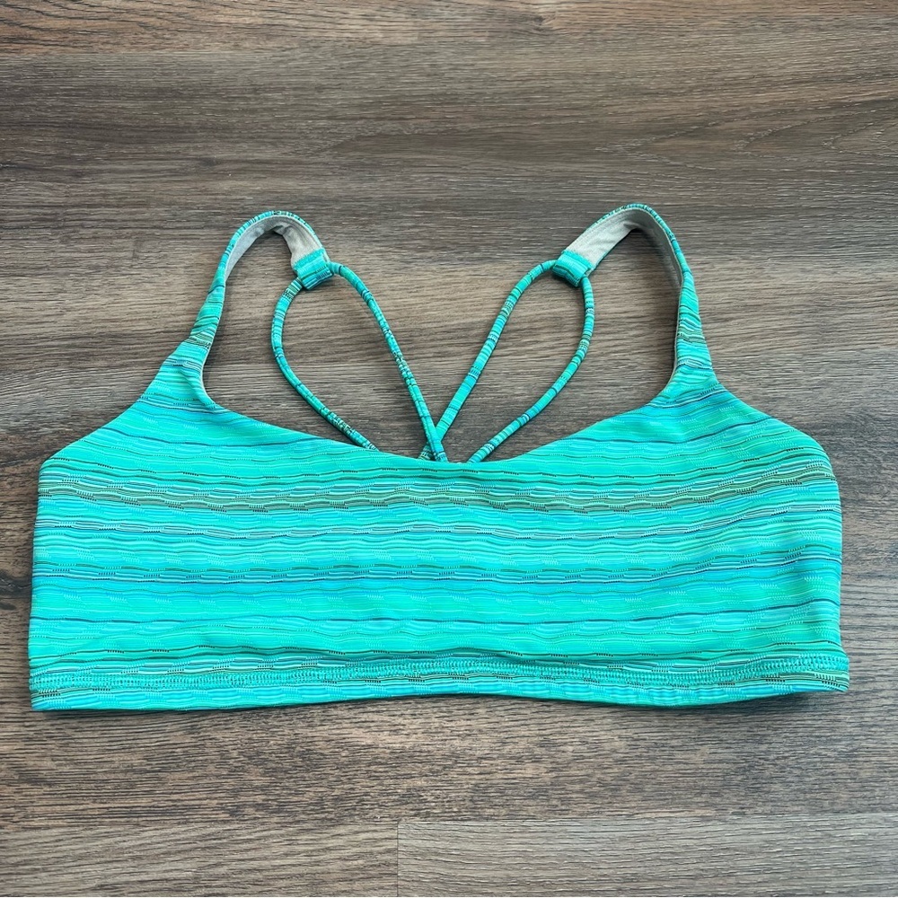 Lululemon Free To Be Bra Dragonfly Space Dye Size 10 Turquoise Blue Strappy - Picture 3 of 7